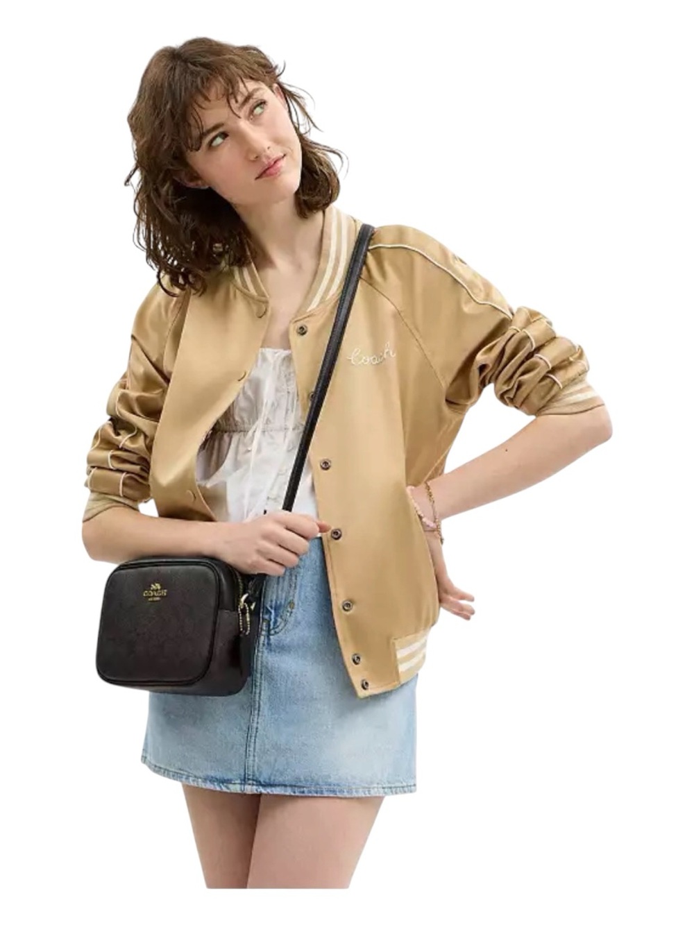 COACH Jamie Camera Crossbody Bag, Brown Signature Coated Canvas Bag - Picture 3 of 9